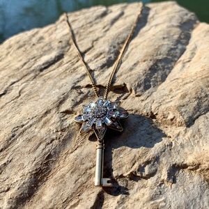 Antique Crystal Key Necklace
